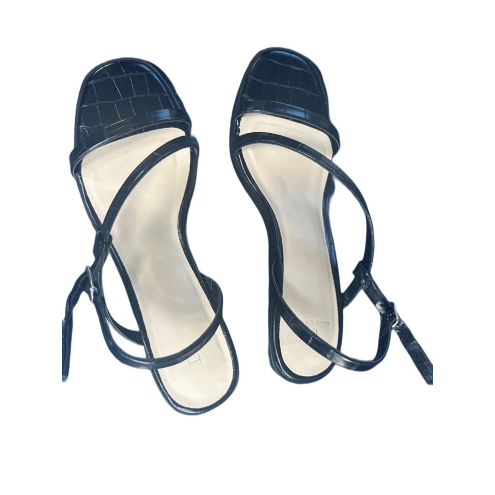 Women's Halston Black Leather Sandals Size 7.5